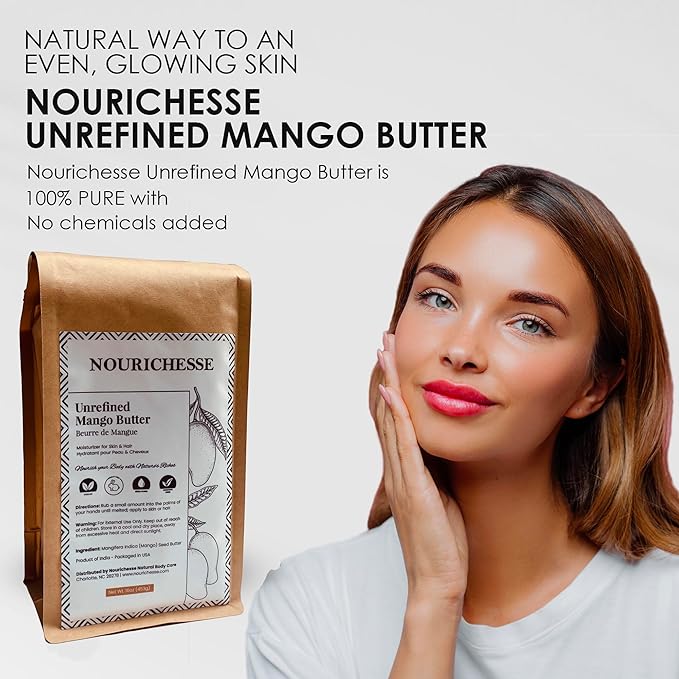 Unrefined Mango Butter - 1LB (16oz) Block, 100% Pure Raw Mango Butter