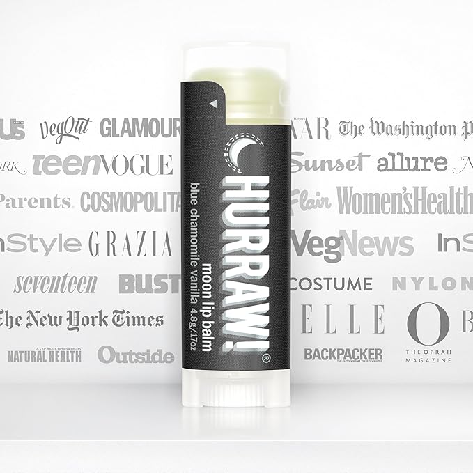 Hurraw! Moon Night Treatment (Blue Chamomile, Vanilla) Lip Balm, 3 Pack: Organic, Certified Vegan, Cruelty and Gluten Free. Non-GMO, 100% Natural Ingredients. Bee, Shea, Soy and Palm Free. Made in USA