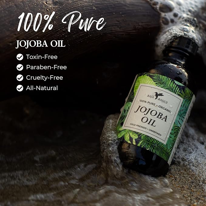 Baja Basics Pure Jojoba Oil for Skin Cold Pressed Moisturizer for Face, Body, Nails and Hair – Multi-Purpose Beauty Product – Vitamin E – Anti-Aging, Hydrating Oil for Men and Women – 4 oz Bottle