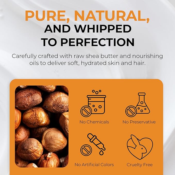 RA COSMETICS Whipped African Shea Butter with Cotton Candy – 100% Whipped Shea Body Butter from Ghana – Moisturizing Natural Skincare for Dry Skin, Hair, Scalp – Nourishes, Softens & Hydrates – 12oz