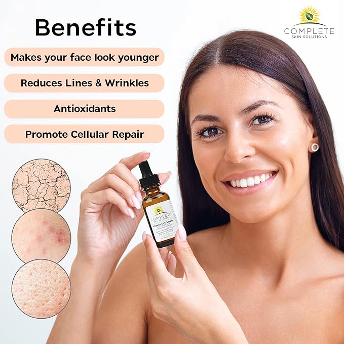 Natural Vitamin C E Serum with Ferulic and Hyaluronic Acid 1 oz