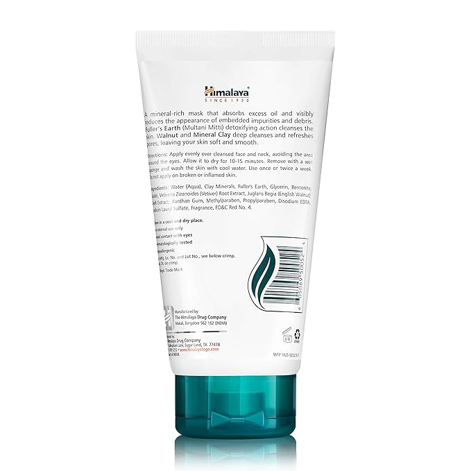 Himalaya Clarifying Mud Mask for Purifying & Deep Cleaning, to Hydrate & Rejuvenate Tired Skin, 5.07 oz