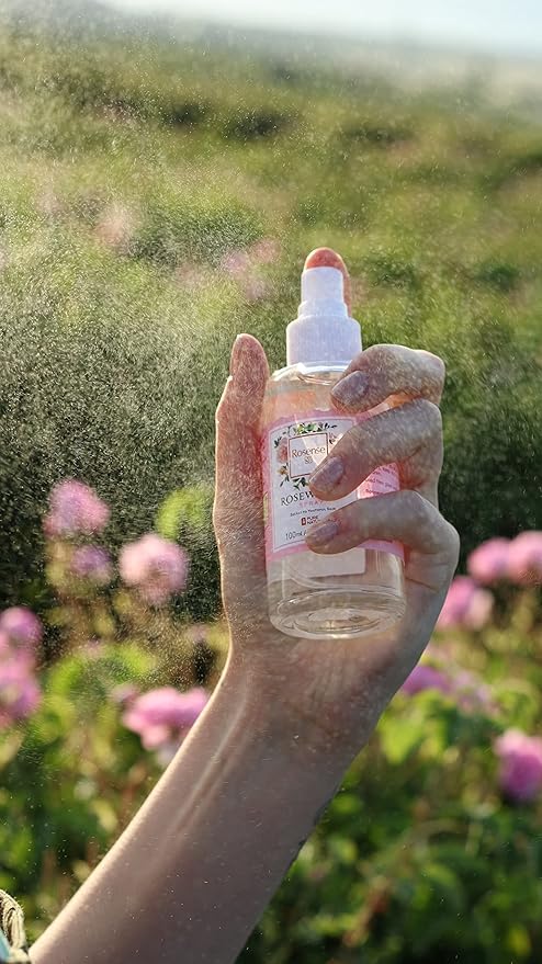 Rosense Glass Bottle Rosewater Hydrating Facial Toner/Rose Water Face Mist 3.4 Oz