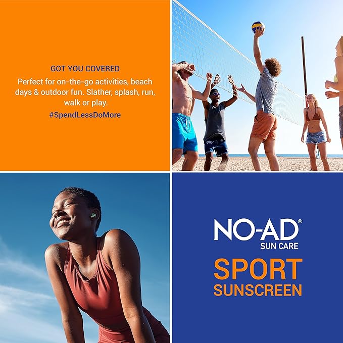 NO-AD SPF 50 SPORT Sunscreen Lotion | Hypoallergenic | Broad Spectrum UVA/UVB Protection | Water Resistant | Octinoxate & Oxybenzone Free with moisturizing Vitamin E and Aloe 16oz