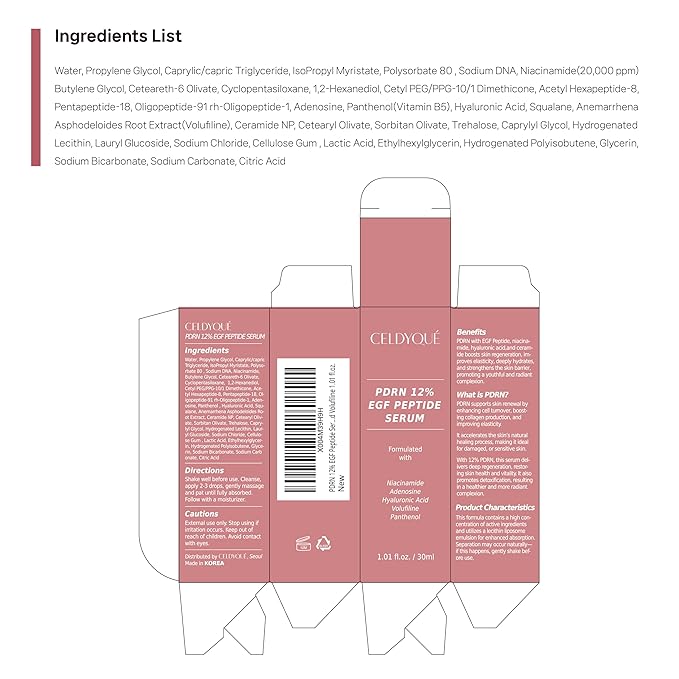Salmon DNA PDRN 120,000 ppm EGF Peptide Microneedling Serum w/Volufiline, Phyto PDRN 12%, Growth Factor - Anti-Aging Face Serum with Niacinamide, Hyaluronic Acid 1 Fl Oz Korean Skincare