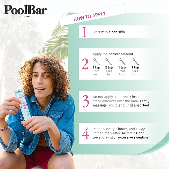 PoolBar SPF 50 Hydrating Mineral Body Sunscreen Cream for Women and Men Skin Care - Coconut Vanilla Scent Sun Care, Vegan and Water Resistant, Broad Spectrum Sunscreen, 130 ml (4.3 Fl. Oz)