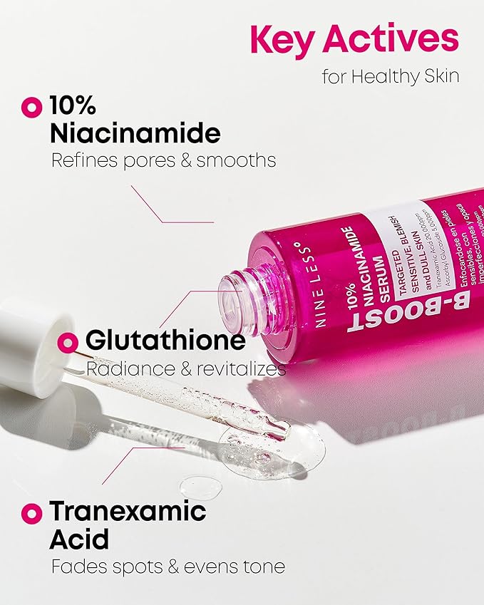 B-Boost 10% Niacinamide Serum – Korean Face Serum for Even Skin Tone – Tranexamic Acid & Glutathione – Revitalize Complexion, 1.01 fl.oz.