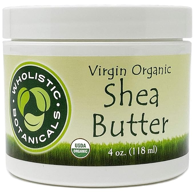 Virgin Organic Shea Butter — Softening Body Moisturizer, Organic Body Butter for Face, Lips, Skin and Elbows — Vitamin E, Antioxidant, Inflammatory Response — 4 oz
