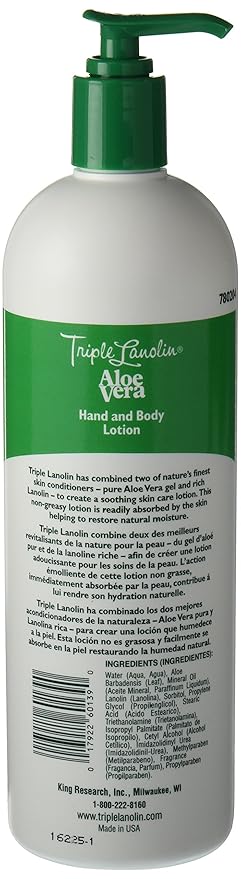 TRIPLE LANOLIN Aloe Vera Lotion, 20 Ounce (Pack of 12)