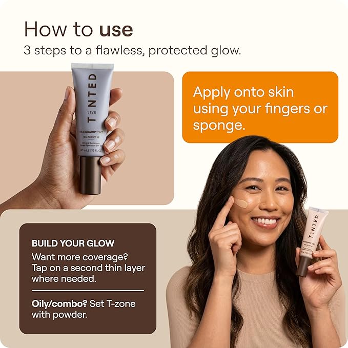 Live Tinted Hueguard Skin Tint SPF 50 - Tinted Mineral Sunscreen with Light-Medium Buildable Coverage With a Hydrating and Radiant Finish - Water and Sweat Resistant, 1.35 fl oz - Shade 10