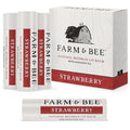 Natural Lip Balm - Organic & Natural Ingredients - Beeswax Based Moisturizing Lip Care Chapstick for Chapped Lips - Great Gift Idea - Farm & Bee - 0.15oz (Pack of 4 - Strawberry)