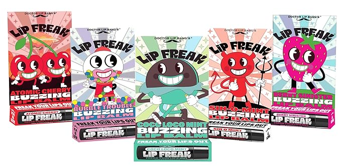 Doctor Lip Bang's BUZZING Lip Balm | Lip Freak | 100% All Natural | Cruelty Free | Flavoured Lip Freak (Bubble Trouble-Next Gen)