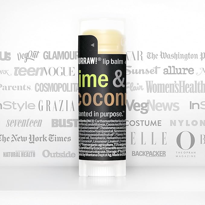 Hurraw! Lime & Coconut Combo Lip Balm: Organic, Certified Vegan, Cruelty and Gluten Free. Non-GMO, 100% Natural Ingredients. Bee, Shea, Soy and Palm Free. Made in USA