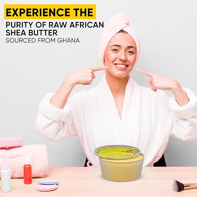HERBOGANIC Pure Raw African Shea Butter, Yellow 100% Natural Unrefined Butter for Body & Hair Scalp Non GMO (Yellow Shea Butter 8 Oz.)…