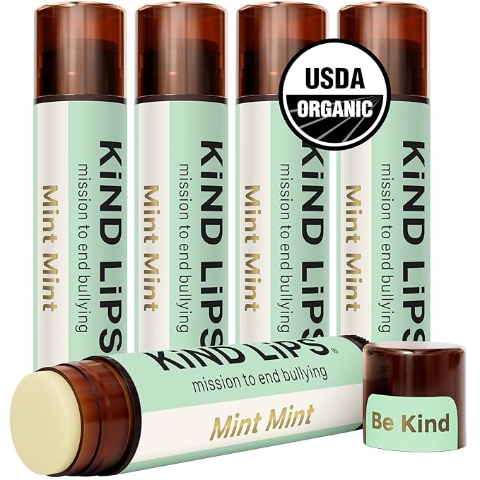 Kind Lips Extra Mint Organic Lip Balm (5 Pack) – Cooling Mint Lip Balm – Natural Beeswax Lip Care for Dry, Cracked Lips – Moisturizing, Non-Toxic, USDA Organic