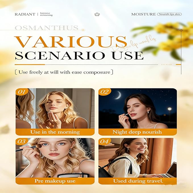 AKARY 10Pcs Osmanthus Nourish & Tender Lip Mask, Reduce Lip Wrinkles, Radiant & Tender, Reducing Chapped, Smoothing Fine Lines Lips Patches, Travel Size Toiletries, Birthday Gifts for Women,Vegan (10)