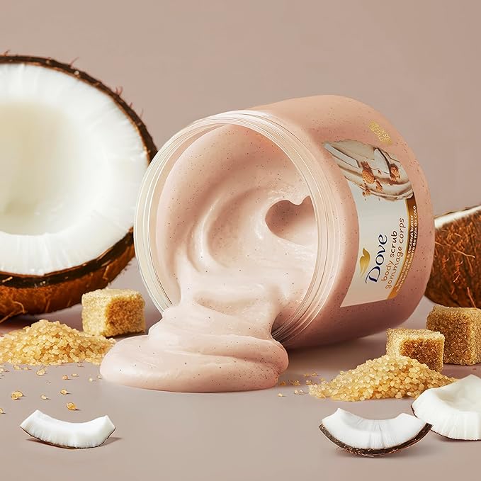 Dove Brown Sugar and Coconut Butter Body Scrub Exfoliates and Deeply Nourishes for Smooth, Radiant Skin 15 oz