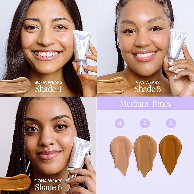 Naked Sundays BeautyScreen Peptide Foundation Tint - SPF 50 Tinted Sunscreen & Skincare Makeup with Zinc Oxide, Niacinamide - Lightweight Natural Coverage, 6 Tan Caramel, 1.01 oz