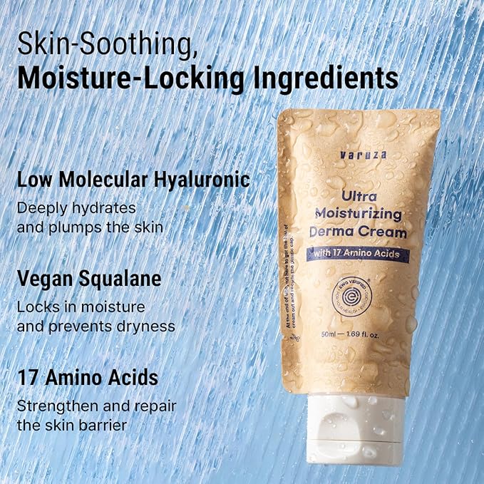 Ultra Moisturizing Derma Face Cream - Deep Hydrating Facial Moisturizer - EWG, Vegan Certified Oil Free Korean Skin Care 1.69 fl oz
