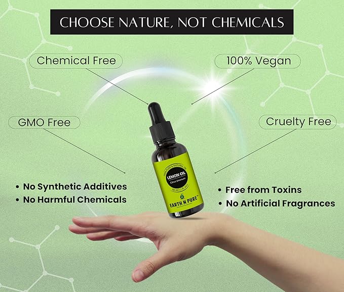 Earth N Pure Lemon Essential Oil for Revitalizing Care for Face, Scalp & Skin | 100 ML