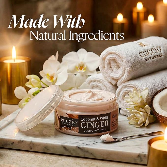 Cuccio Naturale Butter Blends - Ultra-Moisturizing, Renewing, Smoothing Scented Body Cream - Deep Hydration For Dry Skin Repair - Made With Natural Ingredients - Coconut And White Ginger - 8 Oz