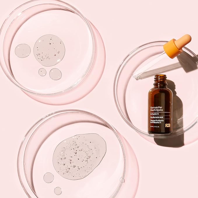 Real Basic Skin Serum for Dark Spots with Arbutin, Hyaluronic Acid & Vegan Probiotic Kombucha 1 oz. - Arbutin Serum and Hyaluronic Acid Serum for Face