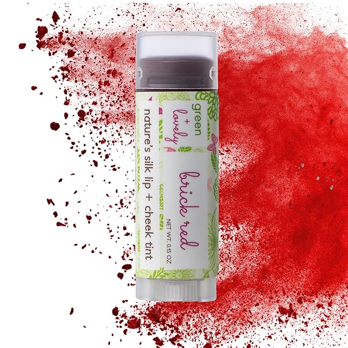 Green Cheek Nature's Silk Lip Balm, Organic (Brick Red Lip Tint, 1-tube single)