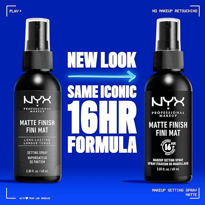 NYX PROFESSIONAL MAKEUP Makeup Setting Spray - Matte Finish, Long-Lasting Face Mist for up to 16HR Wear, Vegan Formula