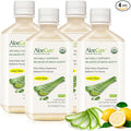 AloeCure USDA Organic Aloe Vera Juice Lemon Flavor - Made Within 12 Hours of Harvest - Natural Digestive Supplement for Balanced Stomach Acidity - Support Digestive and Immune Health, 4 Btls x 16.7oz