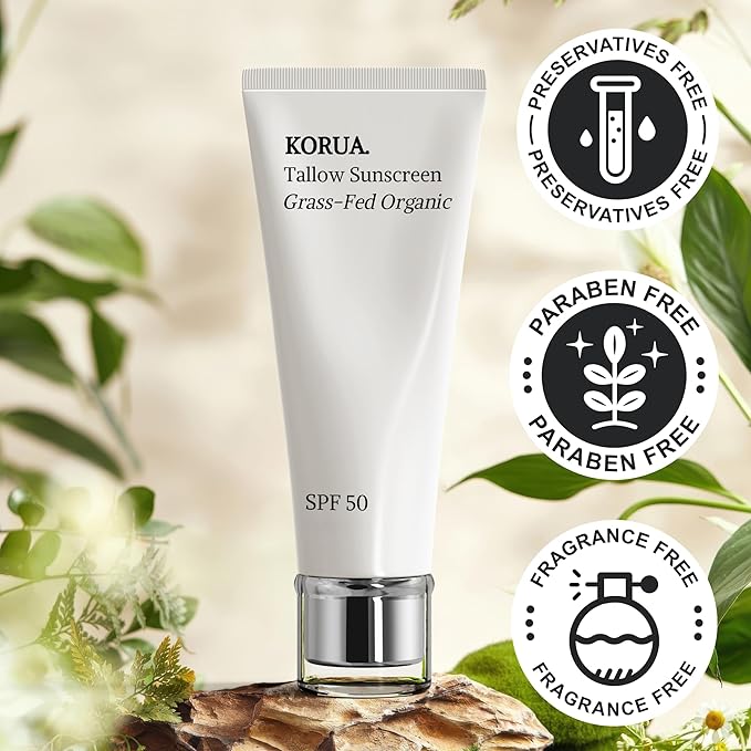 Korua Grass Fed Tallow Sunscreen 80ML with Non Nano Zinc Oxide 25%