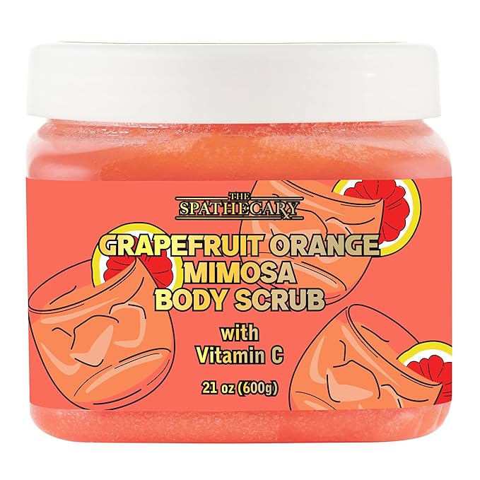 Grapefruit Orange Mimosa Sugar Scrub - Exfoliating & Hydrating Body Scrub With Vitamin C To Help Brighten, Nourish, & Soften for Glowing Skin, Body Care Exfoliator & Cleanser, 21 oz