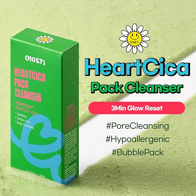 HeartCica Pack Cleanser, Bubble Foaming Facial Cleanser, Cica & Heartleaf, Deep Pore Cleansing, Hydrating & Soothing, 1.8oz