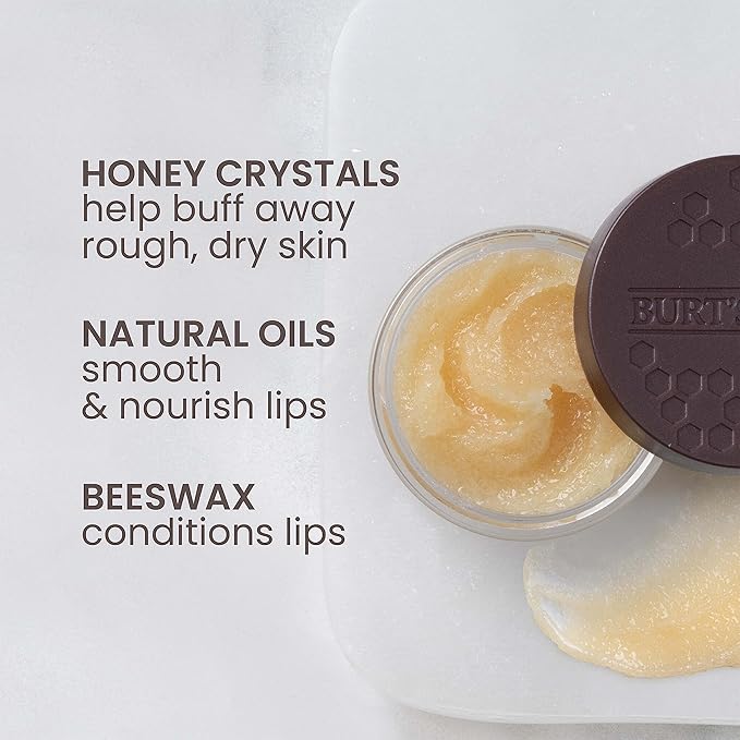 Burt’s Bees Conditioning Lip Scrub and Overnight Intensive Lip Treatment, With Ceramides, Exfoliates and Hydrates Lips 8 Hours, Natural Origin, 2 Jars, 0.25 oz