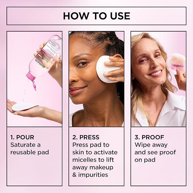 Garnier Micellar Water, Hydrating Facial Cleanser & Makeup Remover, Suitable for Sensitive Skin, Vegan, Cruelty Free, 13.5 Fl Oz (400mL), 1 Count