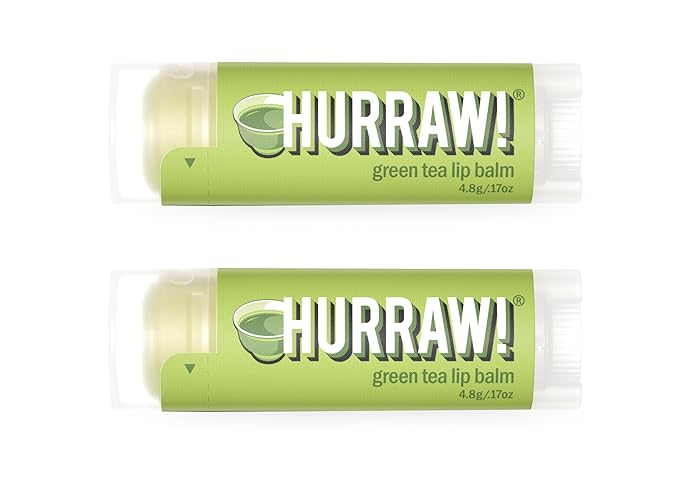Hurraw! Green Tea Lip Balm, 2 Pack: Organic, Certified Vegan, Cruelty and Gluten Free. Non-GMO, 100% Natural Ingredients. Bee, Shea, Soy and Palm Free. Made in USA