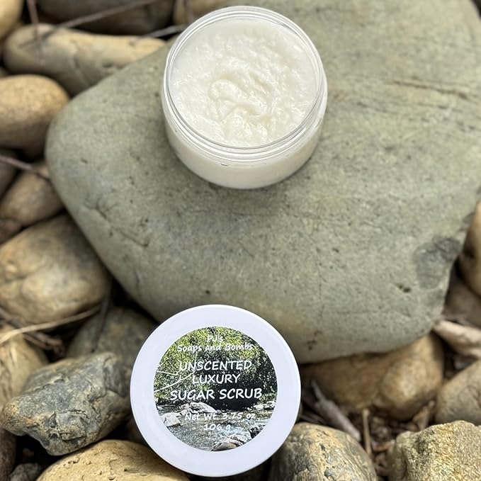 PJ’s Coconut & Almond Bliss Sugar Scrub – Bare Bliss Fragrance-Free Gentle Exfoliating & Nourishing Body Polish, Cruelty-Free, Small Batch, 3.75 oz