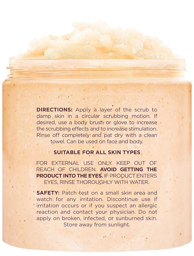 Brooklyn Botany Tropical Mango Shea Sugar Scrub for Body 10 oz – Deeply Hydrating and Gently Exfoliating Body Scrub for Women and Men - Made with Jojoba Beads