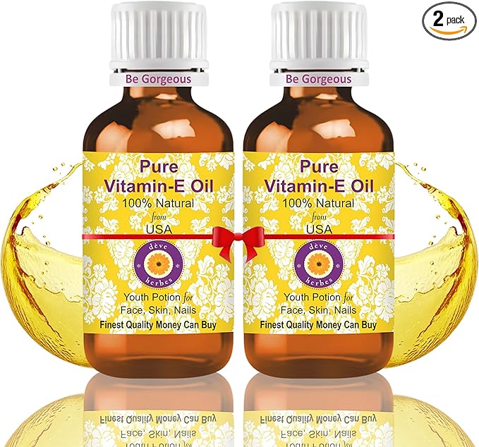 Deve Herbes Vitamin E Oil | Traditionally Extracted | Pure | Non-Sticky | Lightweight | For Skin, Hair & Nails | All Skin Types | Men & Women | 30ml X 2