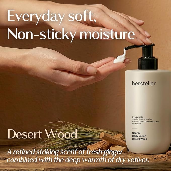 Hersteller Nearby Desert Wood Vegan Body Lotion 10.1 fl oz - Zero-Irritation Eco-Ceramide Formula with 100% Recyclable Packaging, Non-Sticky Moisturizing