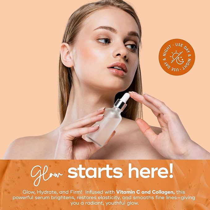 Skin Aesthetics Vitamin C Serum For Face - Dermatologist Tested - with Collagen For Dark Spots, Skin Brightening, Anti-Aging & Acne + Fine Lines & Wrinkles - Vegan, Clean Beauty Korean Skin care