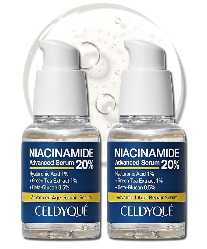 CELDYQUE Niacinamide Advanced 20% Face Vegan Serum w/Vitamin B3 Green Tea Beta-Glucan Damask Rose 63% No-Scent Even Skin Tone Minimize Pores Plump Fine Lines 2 Fl Oz