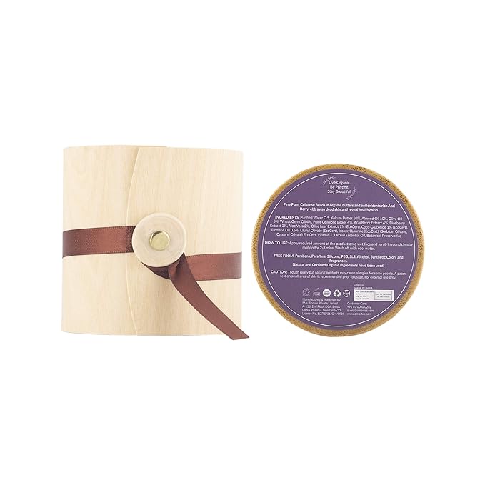 OMORFEE Organic Berè Antioxidant Face Scrub Crème | Organic Face Scrub | Acai Berry, Orchid, Plant Cellulose Beads, Turmeric, Blueberry | 50 Grams / 1.76 Oz.