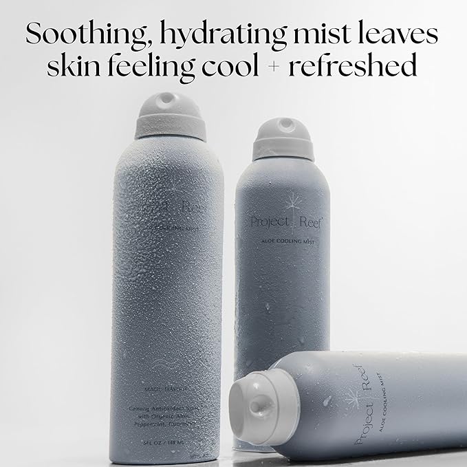 Project Reef SPF 30 Mineral Sunscreen Spray & Cooling Mist w/Aloe Vera, Peppermint, Cucumber - Non-Aerosol, Reef Safe, Sunburn Relief, No White Cast Sunscreen for All Skin Types