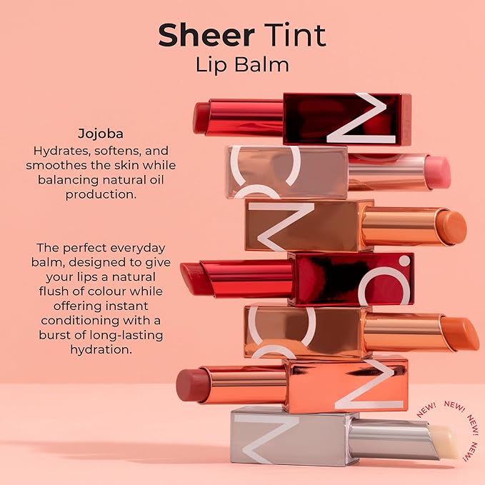 MCoBeauty Sheer Tint Lip Balm Clear - Tinted Lip Gloss Balm with Jojoba Seed Oil for Hydrated Glossy Lips - Buildable Transparent Color, Lip Care Moisturizer - Vegan Cruelty Free Lip Treatment