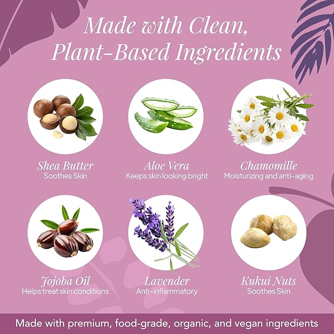 Saavy Naturals Deeply Hydrating Body Cream for Dry Skin – Nourishing Shea Butter, Plant-Based & Sustainably Sourced – Lavender Chamomile – 8.5 fl oz, 1 pack
