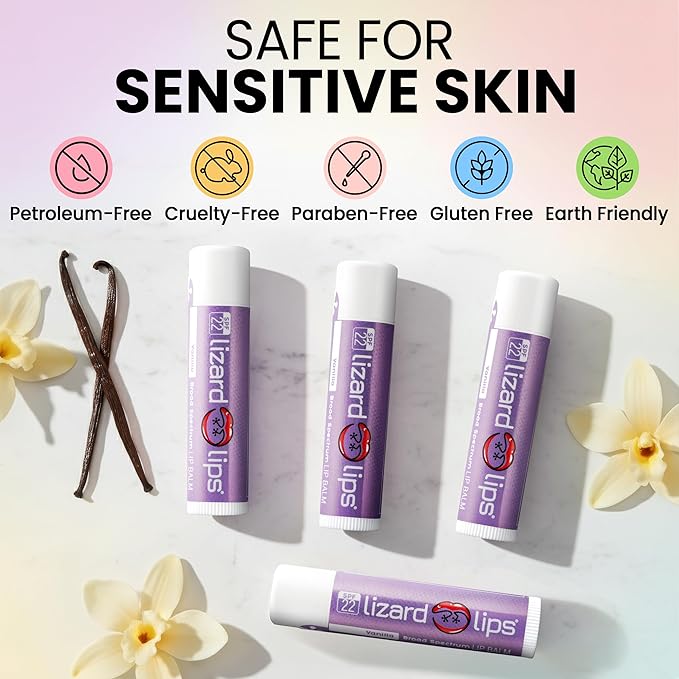 LizardLips Lip Balm SPF 22 Original Flavor: Natural Hydrating Moisturizing Lip Sunscreen, Smooth Classic Flavor, Fun Quirky Beach Vacation Essentials