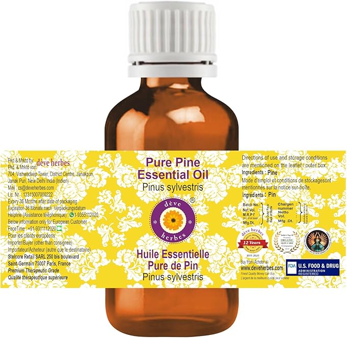 Deve Herbes Pure Pine Essential Oil (Pinus sylvestris) Steam Distilled 10ml (0.33 oz)