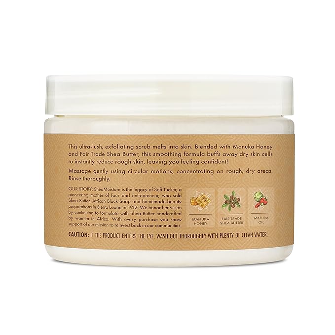 SheaMoisture Smoothing Body Scrub Manuka Honey To Reduce Rough Skin Exfoliating Body Scrub with Fair Trade Shea Butter 11.3 oz (Pack of 2)