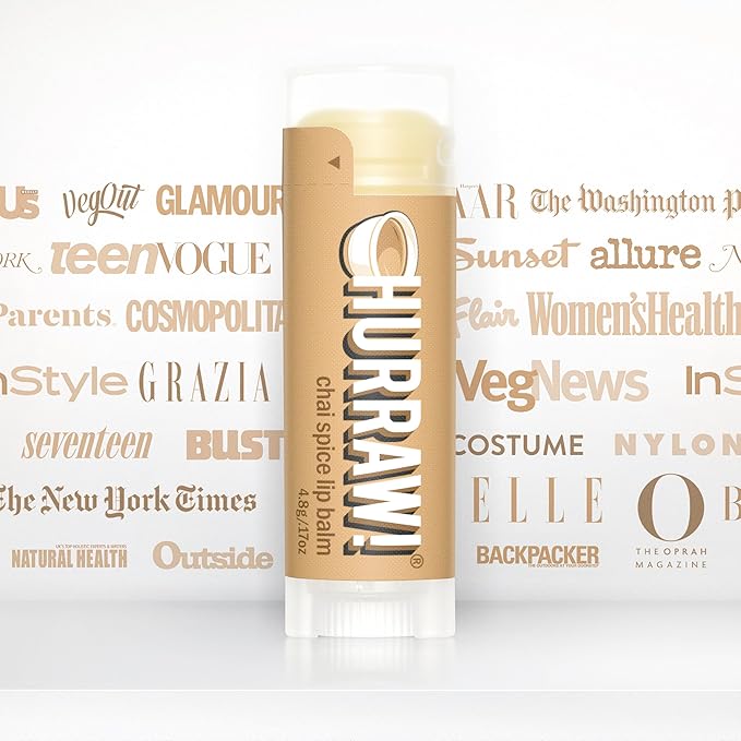 Hurraw! Chai Spice Lip Balm: Organic, Certified Vegan, Cruelty and Gluten Free. Non-GMO, 100% Natural Ingredients. Bee, Shea, Soy and Palm Free. Made in USA