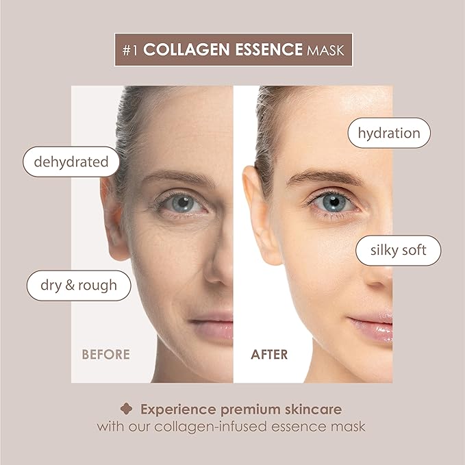 Innerest Original Derma Beauty Collagen Face Masks Skincare 12 PK Softening & Moisturizing Oat Face Mask Skin Care Sheet Masks Set for Beauty & Personal Care Korean Face Mask